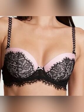 Victoria's Secret Pink and Black Lace Bra